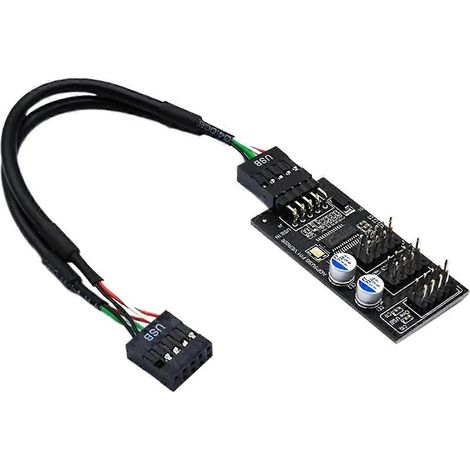 Câble d'extension répartiteur USB 2.0 9 broches 1 vers 3 femelles pour carte mère (1/4)