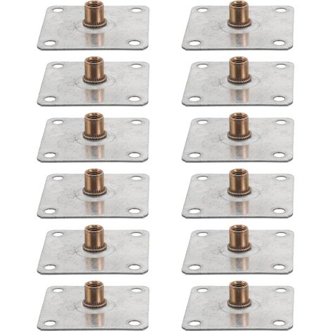 Lot de 12 plaques fixation en fer, installation facile et repositionnables pour pieds canapé table, (1/5)