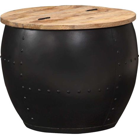 Table basse ronde 53x43 cm Bois de manguier massif (1/5)