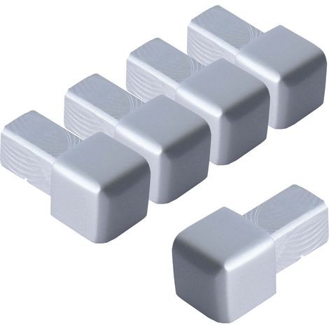 Dalsys Endstück für Fliesenschiene Quadratprofil Aluminium (eloxiert), Fliesenprofil - Silber matt 8mm, 5 Stück