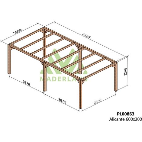 Pérgola de Madera Laminada Alicante (Maderland) - Gardeneas - 600 x 300 cm (1/3)