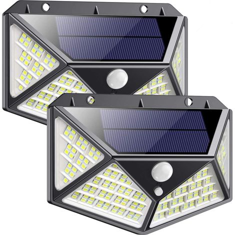 Lampe Solaire Extérieur - 162 LED - Détecteur de Mouvement 120° - Étanche IP65 - 2200 mAh - Pour Jardin Terrasse Entrée - 2 Pièces
