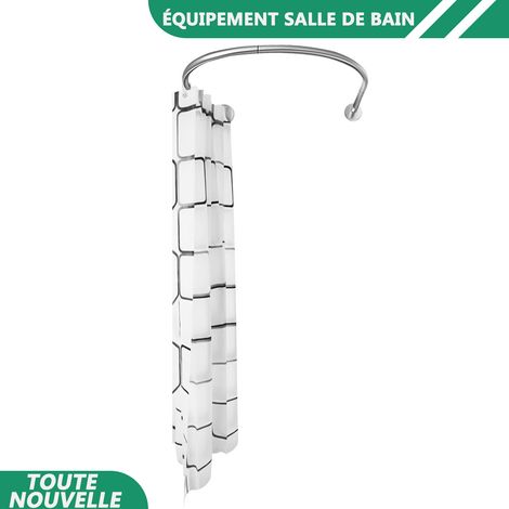 WAOBDLA salle de bain en acier inoxydable barre de rideau de douche avec rideau de douche 2.4mx1.8m (1/5)