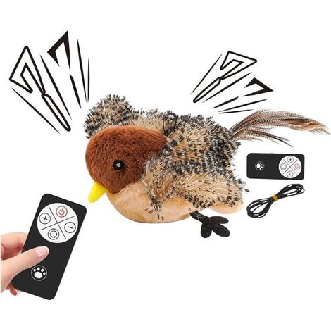 Jouet Interactif pour Chat Oiseau Jouet pour Chat Oiseau Gazouillant Simulé Jouet pour Chat Rechargeable USB Télécommandé (1/5)