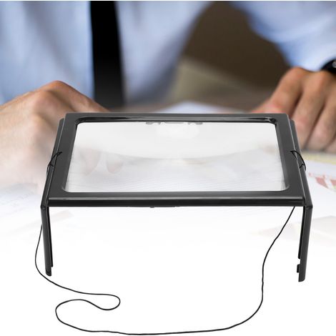 Tisch-Leselupe aus PVC im A4-Format mit Licht und Ständer. (1/5)