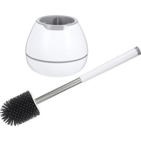 Ensemble Brosse de Toilette Noire à Manche Long avec Socle de Rangement en Plastique Robuste, Tête Douce pour Nettoyage, Accessoire Salle de Bain pour Cuvette de Toilettes – Kit (1/5)