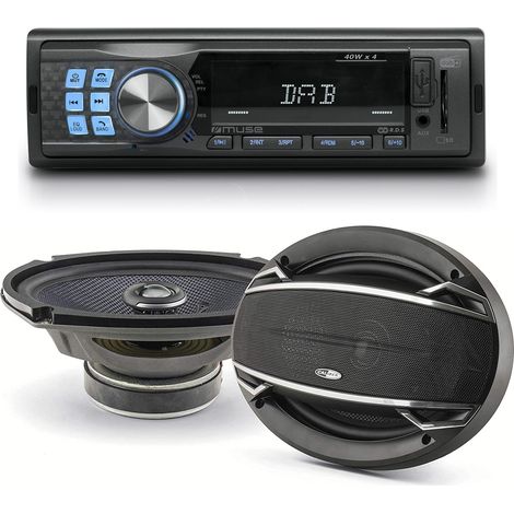 Pack sono voiture Autoradio 199DAB + 2 haut parleurs ovales 6x9" Caliber 180W