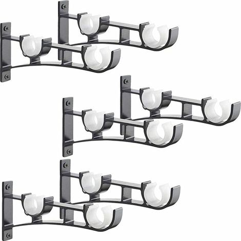 barras de cortina de metal resistentes, soportes para barras de cortina, soportes dobles para barras de cortina, soportes de aluminio para barras de cortina, soportes negros para barras de cortina - A (1/5)