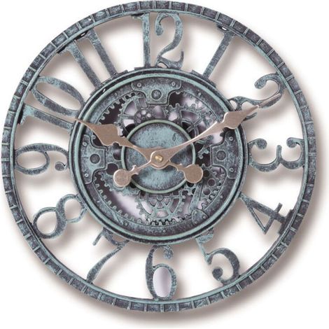 Horloge Murale d'extérieur, 30cm étanche Horloge de Jardin, horloges de décor rétro pour la Maison la Cuisine Le salon - non silencieuses (Turquoise) (1/4)