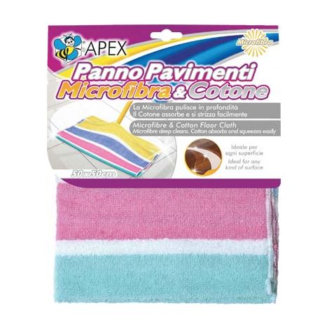 STROFINACCIO PAVIMENTO COTONE + MICROFIBRA APEX - CM 50X50- 15 pezzi