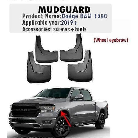 Garde-boue, bavettes et protections anti-éclaboussures de haute qualité pour Dodge RAM 1500 (modèles 2019 à 2025), accessoires auto (lot de 4). (1/4)