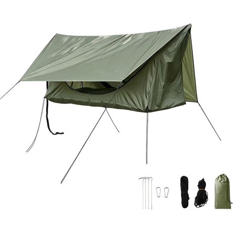 JSSEVN - Hamaca de camping con mosquitera con cremallera, antivuelco, toldo, para exteriores (1/5)