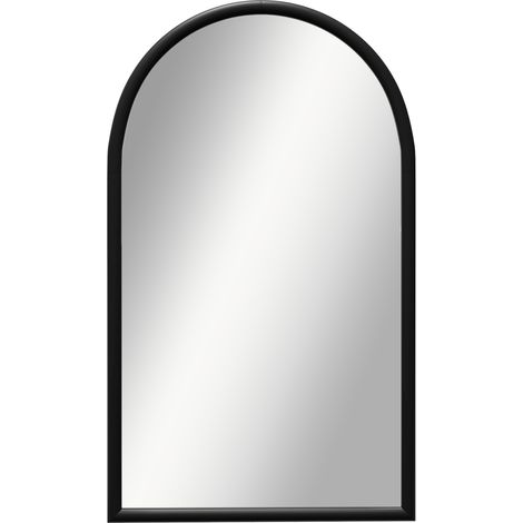 Miroir mural arche - HOMCOM - 110 x 65 cm Cadre en bois, Miroir arqué pour le salon, la chambre, l'entrée, noir (1/5)