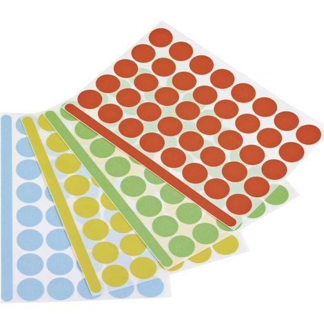 magnetoplan 1111526 Etichetta di identificazione a forma di bollino Ø 19 mm Blu, Verde, Rosso, Giallo 1200 pz.