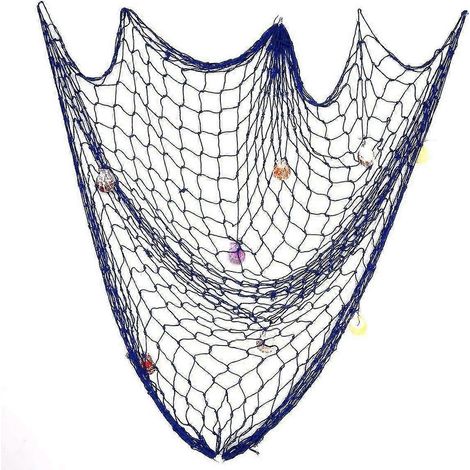 Fischernetz-Dekoration, maritime Dekoration, mediterrane Fischerdekoration mit bunten Muscheln, Netz-Dekoration für Schlafzimmer, Wohnzimmer, Wand, Bar, Party (1/3)