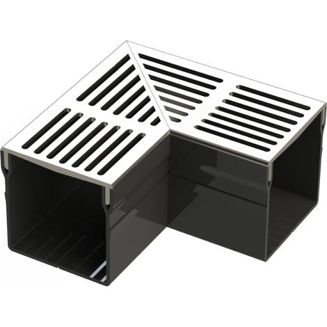Caniveau BIG Grille aluminium - AquaDrain - 100/100 - LINE ECO - Élément d'angle