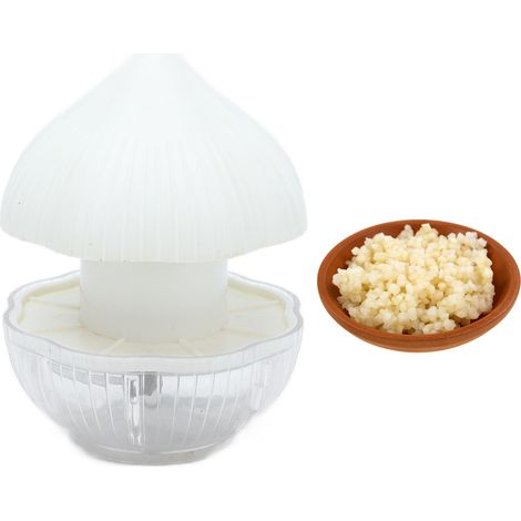 Mortero manual para ajos fabricado en acero inoxidable ABS con recipiente incluido para cocina, camping y autocaravana (9,4 x 9,4 cm, 175 g) (1/5)