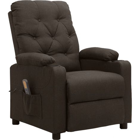 Sillón de masaje eléctrico tela marrón oscuro vidaXL (1/5)