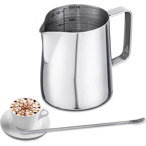1 Pichet à Lait Inox 350ml avec Graduation et Stylo Latte Art pour Cappuccino (1/5)