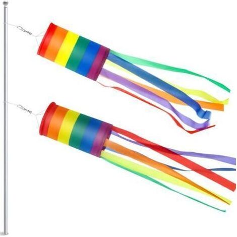 ALLIANDIS2 Packs Drapeau Américain Manche à Vent Arc-en-Ciel Coloré Décoration à Suspendre Chaussette à Vent Patriotique Matériau Imperméable pour Suspendre à l'extérieur, 100cm (Colonne Arc-en-Ciel) (1/5)