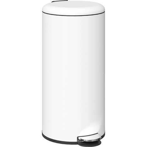 Poubelle sans pédale, couvercle à fermeture douce, seau intérieur amovible, BLANC, 30L (1/5)