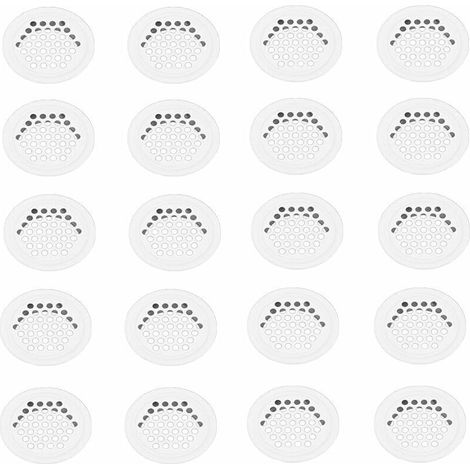 Grille aération VMC 20 pièces – Grille ronde en inox blanc 35mm – Pour cuisine et meubles – Diamètre extérieur 42mm – Hauteur 10mm