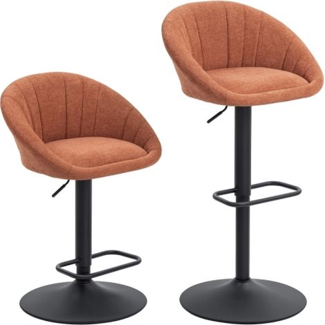 Set of 2 Orange Relaxed Tub Bar Stools for Modern Home and Kitchen Decor