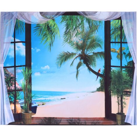 Tenture Murale Décorative Motif Plage Fenêtre pour Salon Chambre 200x150 cm