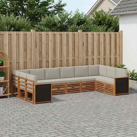 vidaXL Ecksofa Set mit Kissen 7 pcs Natürlich und Hellgrau (1/5)