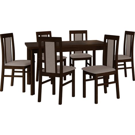Conjunto de mesas y sillas para comedor Victorville 315, Nuez, 78x80x140cm, Diámetro: 0, Número de asientos: 6, Estilo: Contemporary (1/5)