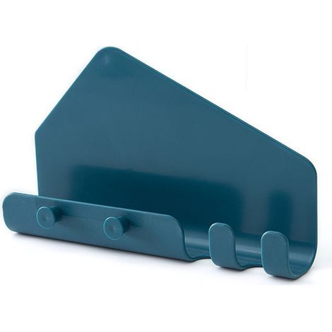 3-teiliges Wandmontage-Set: Handyhalterung, Wandhalterung für Fernbedienung, Wandhalterung für Handy-Ladegerät, multifunktionales Aufbewahrungsregal mit Haken (Dunkelblau) (1/5)