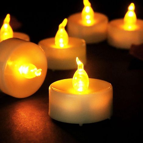 paquet De 12 Bougies Led (lumire Jaune Pointue), Bougies Th Sans Flamme, Bougies Lectriques Vacillantes, Dcoration D'ambiance Intrieure Et Extrie (1/5)