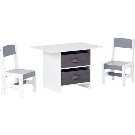Kids Table with Chairs YALGOO White