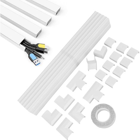 Lot de 10 cache-câbles muraux en PVC ignifugé, découpables et peignables, de dimensions 25 mm x 13 mm, pour 4 à 5 câbles Ethernet ou 5 à 6 fils de cuivre. (1/5)
