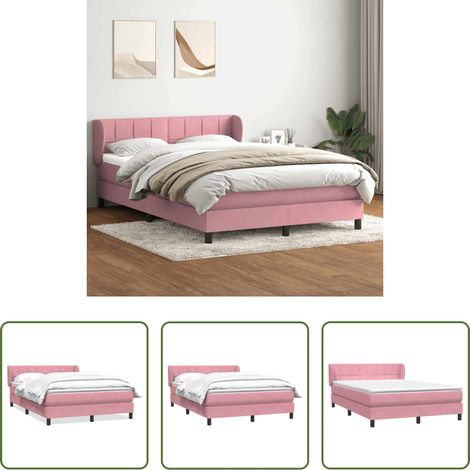 Matratze - Boxspringbett mit Matratze Rosa 140x220 cm Samt (1/5)