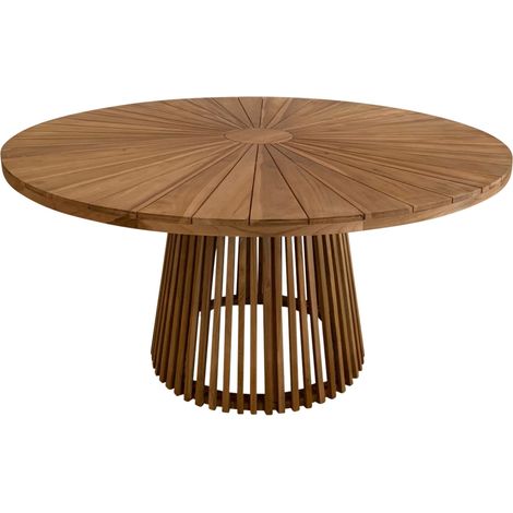 AXI – Table de jardin ronde en teck Ø 150 cm – Résistante aux intempéries – Pour 6 personnes – Design convivial pour terrasse et extérieur (1/5)