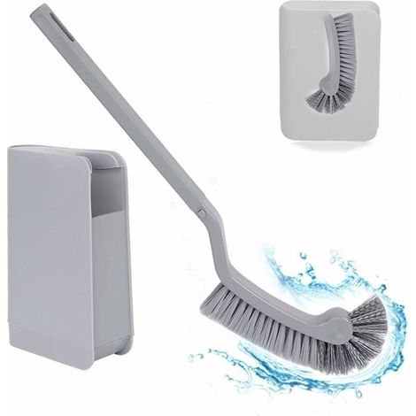 Toilet Brush with Holder, Compact and Slim Toilet Brush for Bathroom Storage - Sturdy Toilet Brush Set for Deep Cleaning (Grey) (1/5)