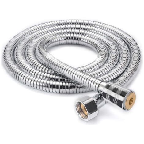 Tubo doccia lungo 2 m, soffione estensibile e tubo universale, tubo in acciaio inox antideflagrante, resistente alla torsione e alla corrosione, doppio anello di bloccaggio.