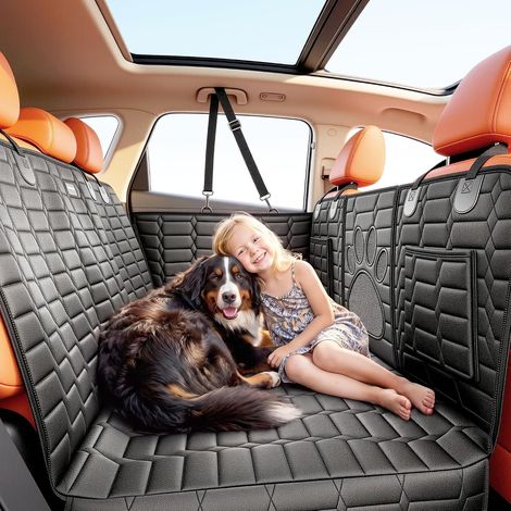 Extension de Banquette Arrière pour Chien, Housse de Siège Voiture avec Fond Rigide Supporte jusqu'à 204 kg, Lit de Voiture Pliable en Tissu Oxford 1680D Imperméable, pour SUV, Berline (1/5)