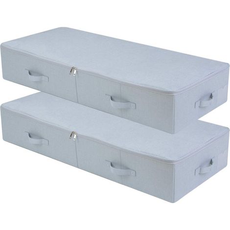 2er-Pack Unterbett-Aufbewahrungsboxen, 100x43x18cm, faltbar, hellgrau (1/5)
