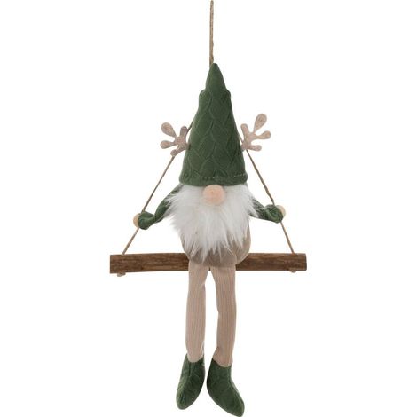 Dondolo in tessuto gnomo h.16cm verde - Feeric lights & christmas (1/2)