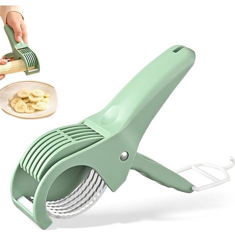 Multifunktionaler Obst- und Gemüseschneider, Gurkentrenner, Druck- und Schneidefunktion, Klingen aus Edelstahl, ideal für Bananen, Gurken, Karotten, (1/5)