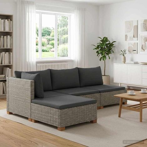 vidaXL 3 uds. Conjunto de Lounge de Ratan con Cojines GENDT Gris Kubu (1/5)