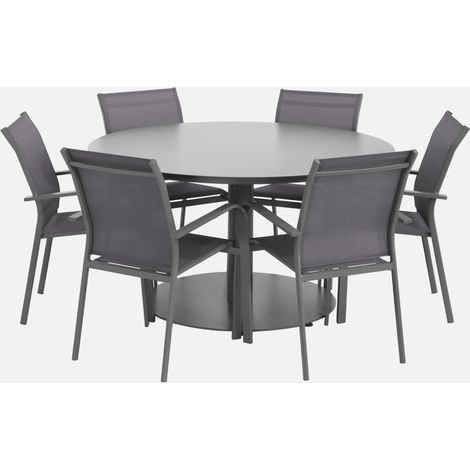 Set tavolo da giardino rotondo in alluminio con 6 sedie