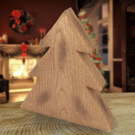 Deko-Tanne in Holzoptik 19cm Winterdeko Weihnachtstanne Tannenbaum Landhaus Baum (1/2)