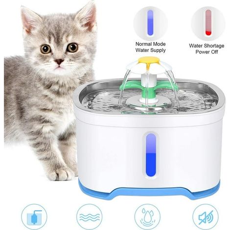 Fontaine à eau pour chat, pompe à arrêt automatique intelligent, abreuvoir silencieux et sain pour chats, chiens et animaux multiples (1/5)