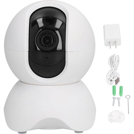 Caméra WiFi sans fil 1080P avec vision nocturne infrarouge, audio bidirectionnel, détection de mouvement, prise US 100‑240V. (1/5)