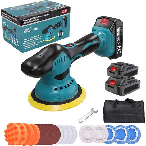 Pulidora inalámbrica de 2 piezas, 21 V, 1,5 A, 1300 mAh y 8 niveles de velocidad, 5500 rpm para el cuidado del vehículo (1/5)