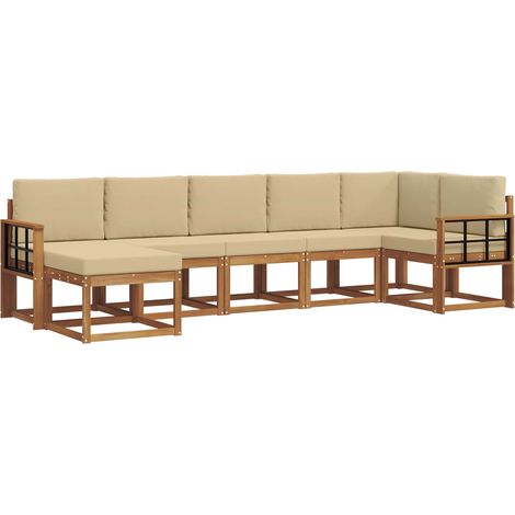 Ensemble de canapés d'extérieur 7 pcs Salon de jardin Naturel et Beige (1/5)