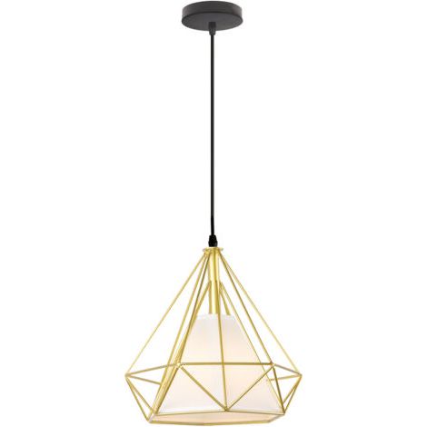 royaluxe- Plafonnier Vintage En Forme De Cage De Diamant 25CM Lampe De Plafond En Fer Lustre De Restaurant, Bar, (Or)